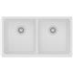 Quartz 33x18.7x9.5 Dbl UMnt Sink White