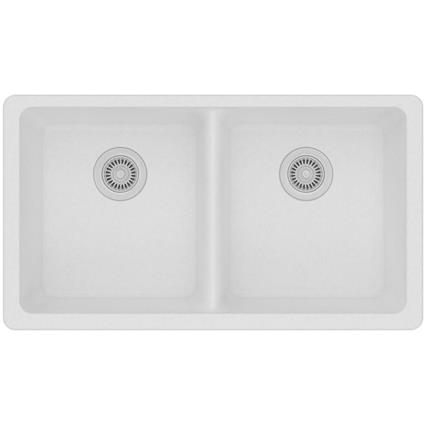 Quartz 33x18.7x9.5 Dbl UMnt Sink White