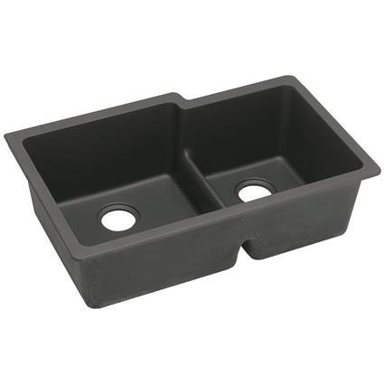 Quartz 33x20.5x9.5 Dbl UMnt Sink Black