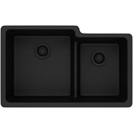 Quartz 33x20.5x9.5 Dbl UMnt Sink Black