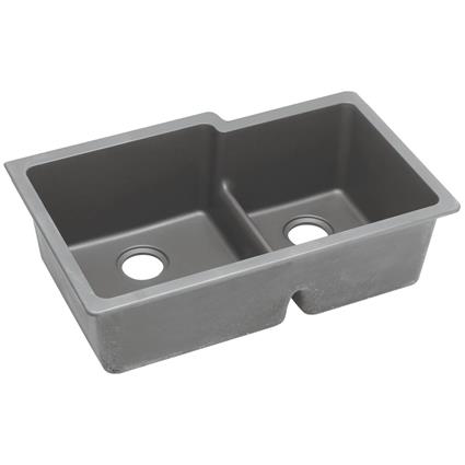 Qtz 33x20.5x9.5 Dbl UMnt Sink Greystone