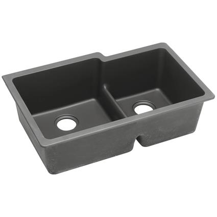 Qtz 33x20.5x9.5 Dbl UMnt Sink Dusk Gray