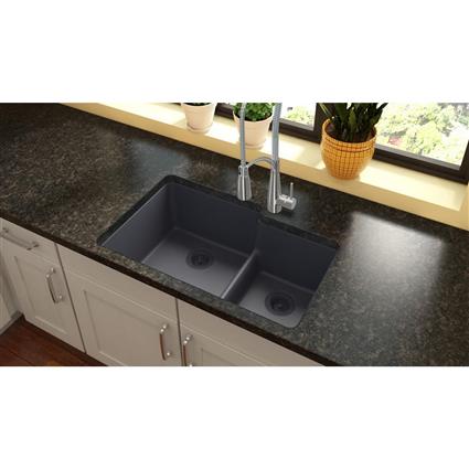 Qtz 33x20.5x9.5 Dbl UMnt Sink Dusk Gray