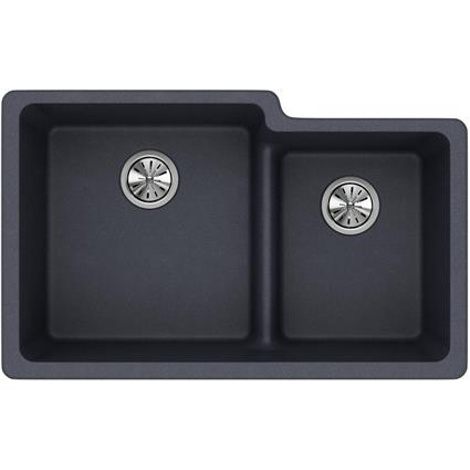 Qtz 33x20.5x9.5 Dbl UMnt Sink Dusk Gray