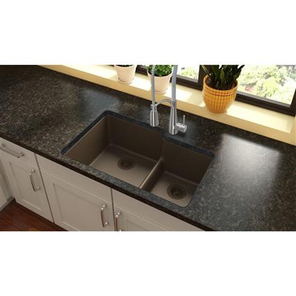 Quartz 33x20.5x9.5 Dbl UMnt Sink Mocha