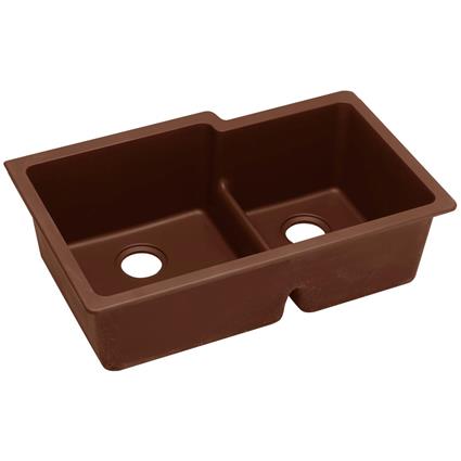 Quartz 33x20.5x9.5 Dbl UMnt Sink Pecan