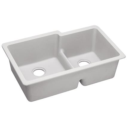 Quartz 33x20.5x9.5 Dbl UMnt Sink White