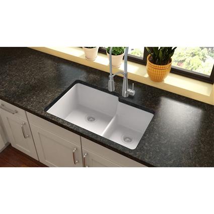 Quartz 33x20.5x9.5 Dbl UMnt Sink White