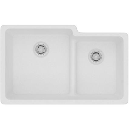 Quartz 33x20.5x9.5 Dbl UMnt Sink White