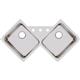 SS 32 x 32 x 7.8 Double Bowl Corner Sink