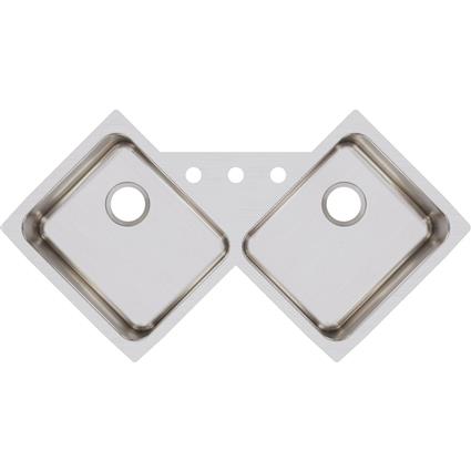 SS 32 x 32 x 7.8 Double Bowl Corner Sink