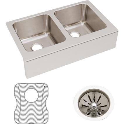 SS 33x20.5x10 Dbl Farmhouse Sink Kit