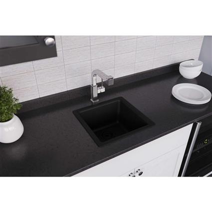 Qtz 15.7x15.7x7.7 Single Sink Caviar