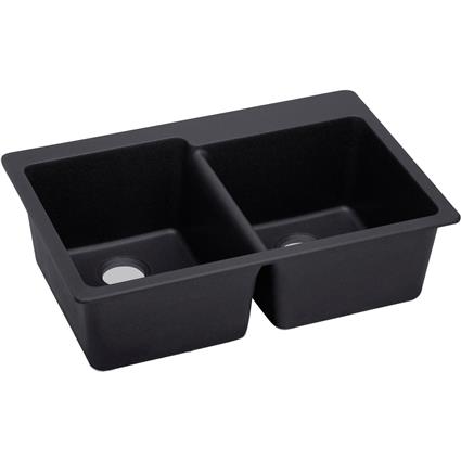 Quartz 33x22x9.5 Dbl Drop-in Sink Caviar
