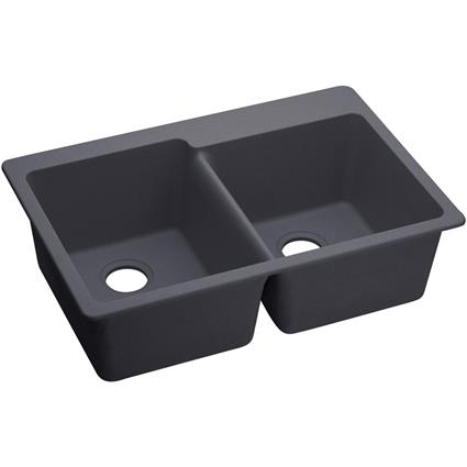 Qtz 33x22x9.5 Dbl Drop-in Sink Charcoal