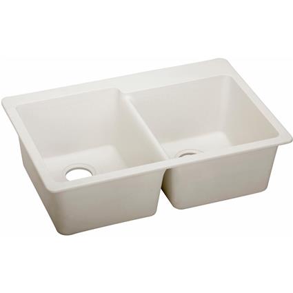 Qtz 33x22x9.5 Dbl Drop-in Sink Ricotta