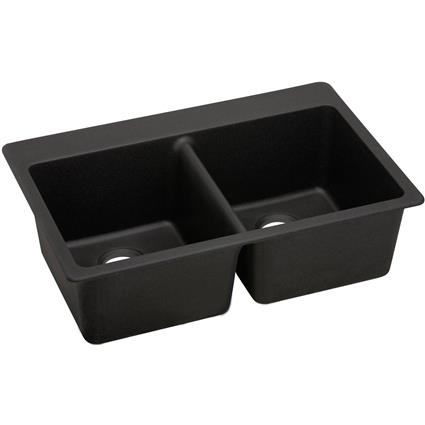 Quartz 33x22x9.5 Dbl Drop-in Sink Caviar