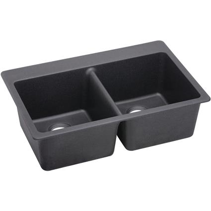 Qtz 33x22x9.5 Dbl Drop-in Sink Charcoal