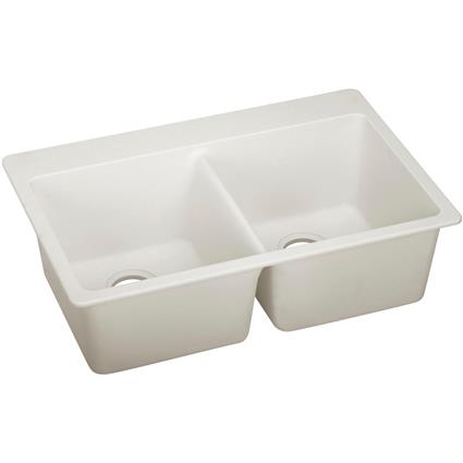 Qtz 33x22x9.5 Dbl Drop-in Sink Ricotta