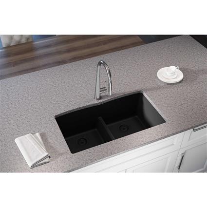 Quartz 33x19x10 Dbl UMnt Sink Caviar