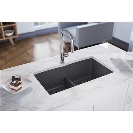 Quartz 33x19x10 Dbl UMnt Sink Charcoal
