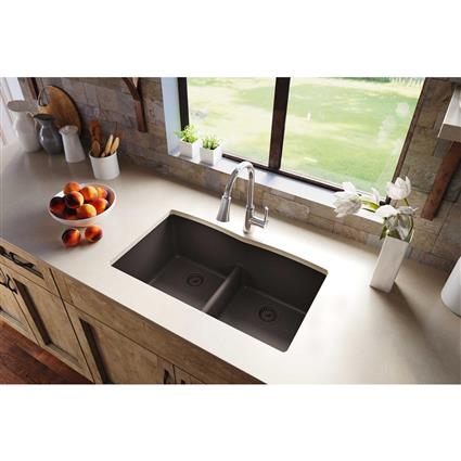 Quartz 33x19x10 Dbl UMnt Sink Chestnut