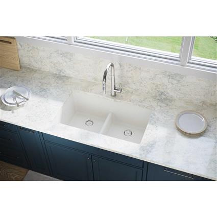 Quartz 33x19x10 Dbl UMnt Sink Ricotta