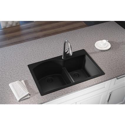 Quartz 33x22x10 Dbl Drop-in Sink Caviar