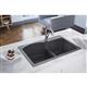 Qtz 33x22x10 Dbl Drop-in Sink Charcoal