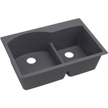 Qtz 33x22x10 Dbl Drop-in Sink Charcoal