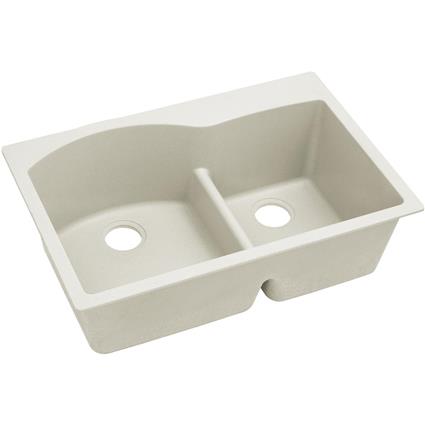 Quartz 33x22x10 Dbl Drop-in Sink Ricotta