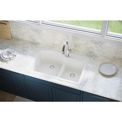 Quartz 33x22x10 Dbl Drop-in Sink Ricotta