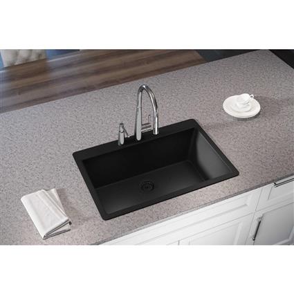 Qtz 33x20.8x9.4 Sngl Drop-in Sink Caviar