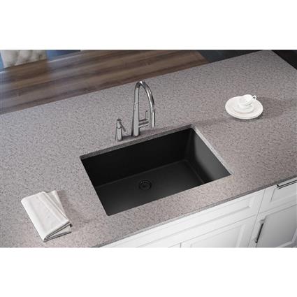 Qtz 33x18.4x9.4 Single UMnt Sink Caviar