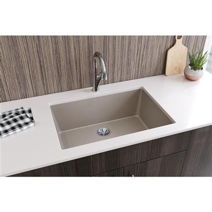Qtz 33x18.4x9.4 Single UMnt Sink Silver