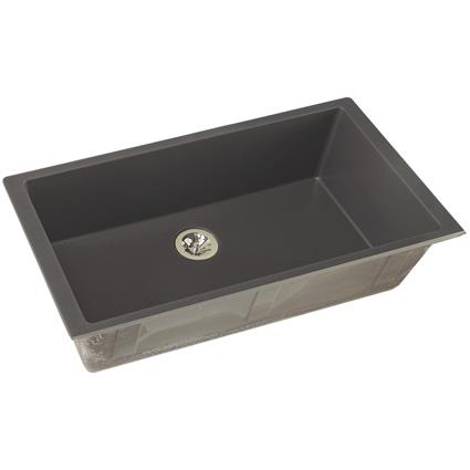 Qtz 36x20x9 Single UMnt Sink+PD Charcoal
