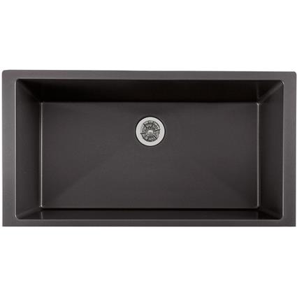 Qtz 36x20x9 Single UMnt Sink+PD Charcoal
