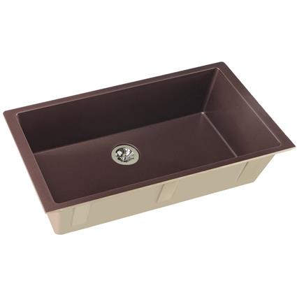 Qtz 36x20x9 Single UMnt Sink+PD Chestnut