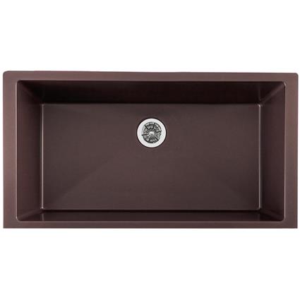 Qtz 36x20x9 Single UMnt Sink+PD Chestnut