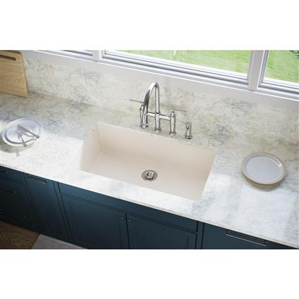 Qtz 36x20x9 Single UMnt Sink+PD Ricotta