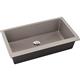 Qtz 36x20x9 Single UMnt Sink+PD Silver