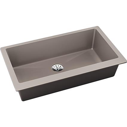 Qtz 36x20x9 Single UMnt Sink+PD Silver