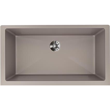 Qtz 36x20x9 Single UMnt Sink+PD Silver