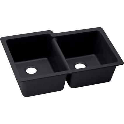 Quartz 33x20.5x9.5 Dbl UMnt Sink Caviar