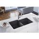 Qtz 33x20.5x9.5 Dbl UMnt Sink Charcoal