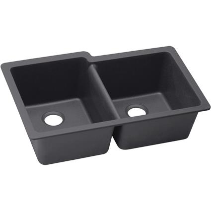 Qtz 33x20.5x9.5 Dbl UMnt Sink Charcoal