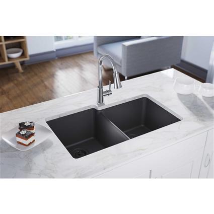 Qtz 33x20.5x9.5 Dbl UMnt Sink Charcoal