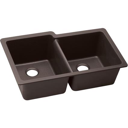 Qtz 33x20.5x9.5 Dbl UMnt Sink Chestnut