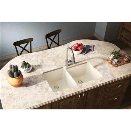 Qtz 33x20.5x9.5 Dbl UMnt Sink Parchment