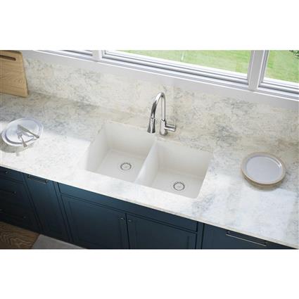 Quartz 33x20.5x9.5 Dbl UMnt Sink Ricotta
